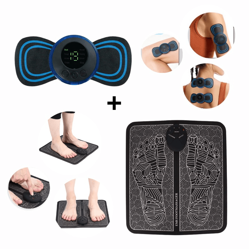 Kit Tapete Massageador de Pês + Mini Massageador de Costas